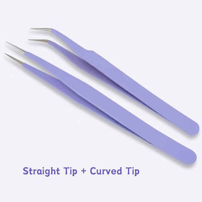 12MM Purple Stainless Steel DIY Tweezers, Straight Tip | Curved Tip