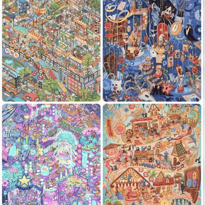 Fantasy World 3D Scene Sticker Plus Size 4 Theme Sets: Cyber Town | Food Street | Curious Market | Mr. Crow’s Cage