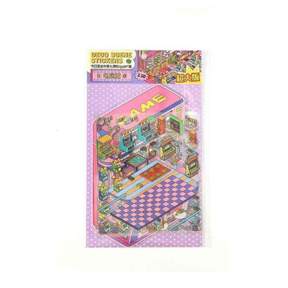 Today's Business Series 7.0 -Plus– 3D Miniature Sticker Scenes - 4 Theme Sets Record Store  E-sports Arena  Arcade  Supply Station