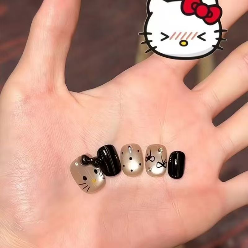 Black Kitty Hello Kitty Nail Art - Baby Square 14mm