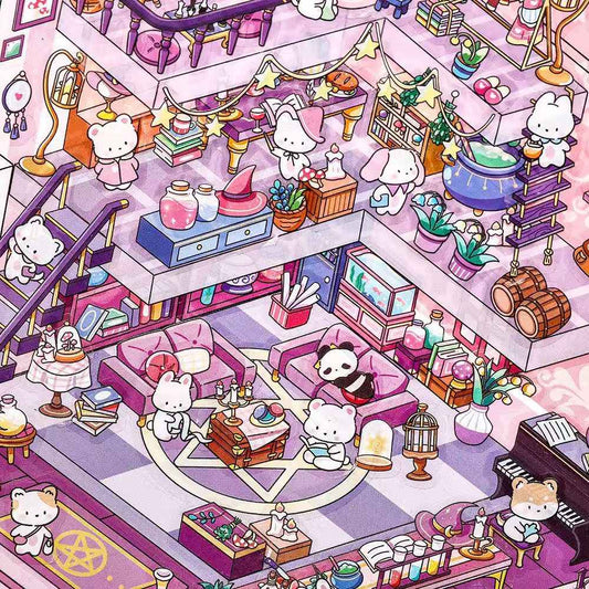 Cute Animals 14.0 – 3D Miniature Sticker Scenes - 4 Theme Set: Dessert House | Magic House | Zoo | Aquarium