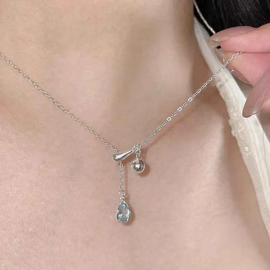 "Aqua Drop Tear" 925 Sterling Silver Aquamarine Necklace – Adjustable & Ocean-Fresh (Copy)