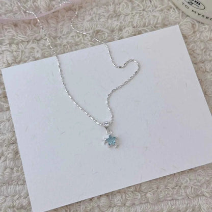 "Blue Starlight" 925 Sterling Silver Necklace with Blue Zircon - Elegant and Unique (Copy)