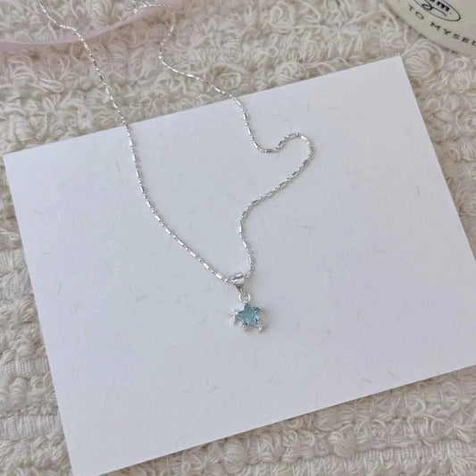 "Blue Starlight" 925 Sterling Silver Necklace with Blue Zircon - Elegant and Unique (Copy)