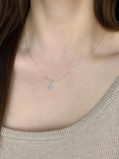 "Blue Starlight" 925 Sterling Silver Necklace with Blue Zircon - Elegant and Unique (Copy)