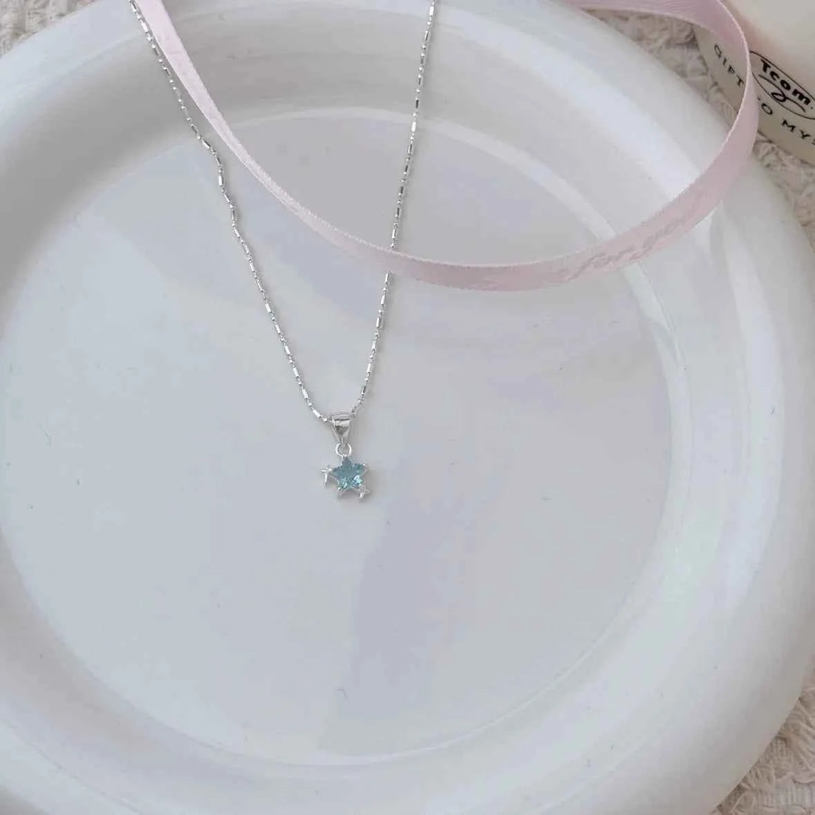 "Blue Starlight" 925 Sterling Silver Necklace with Blue Zircon - Elegant and Unique (Copy)