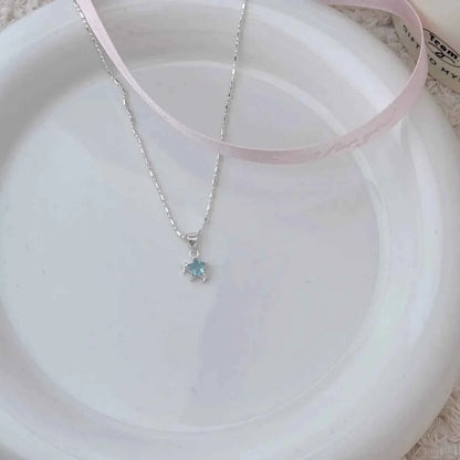 "Blue Starlight" 925 Sterling Silver Necklace with Blue Zircon - Elegant and Unique (Copy)