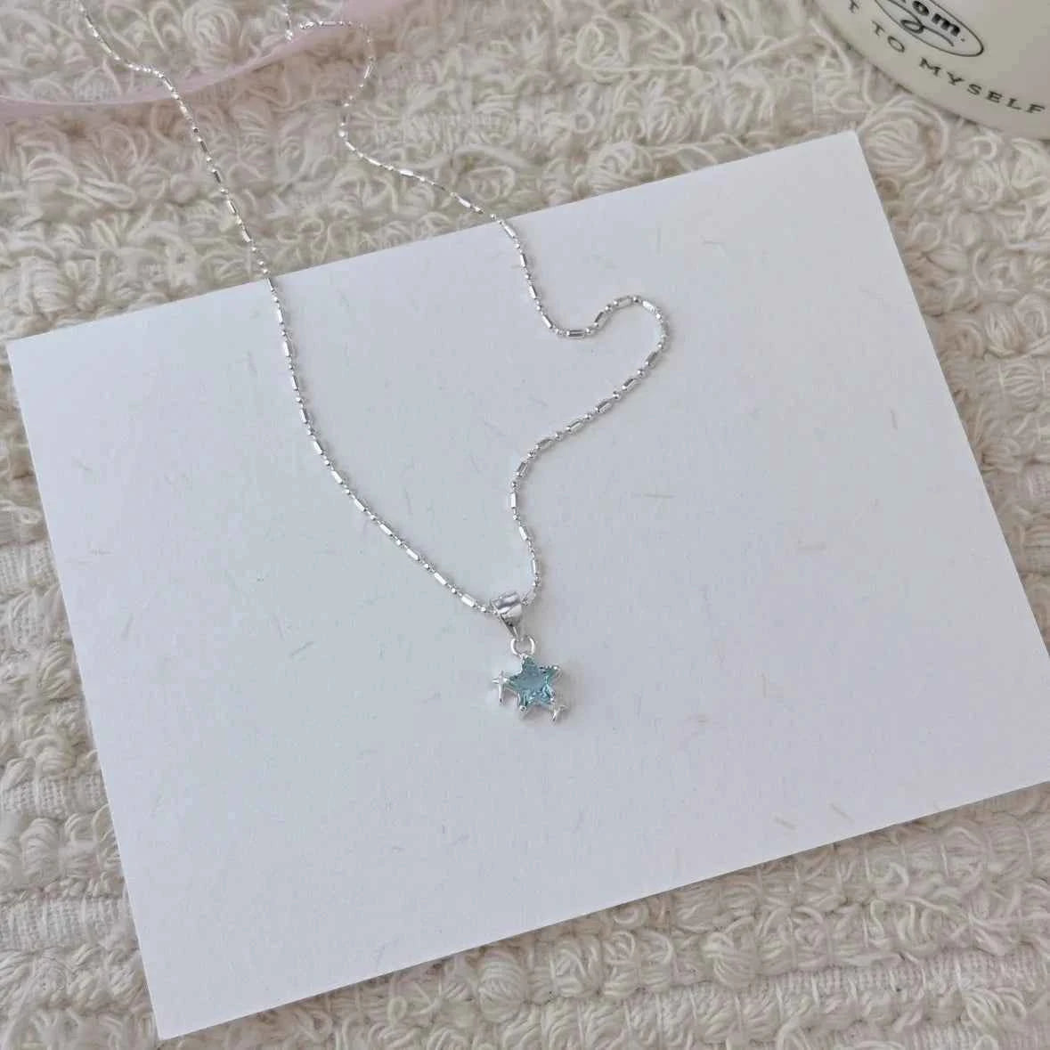 "Blue Starlight" 925 Sterling Silver Necklace with Blue Zircon - Elegant and Unique (Copy)