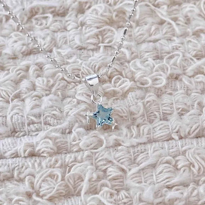 "Blue Starlight" 925 Sterling Silver Necklace with Blue Zircon - Elegant and Unique (Copy)