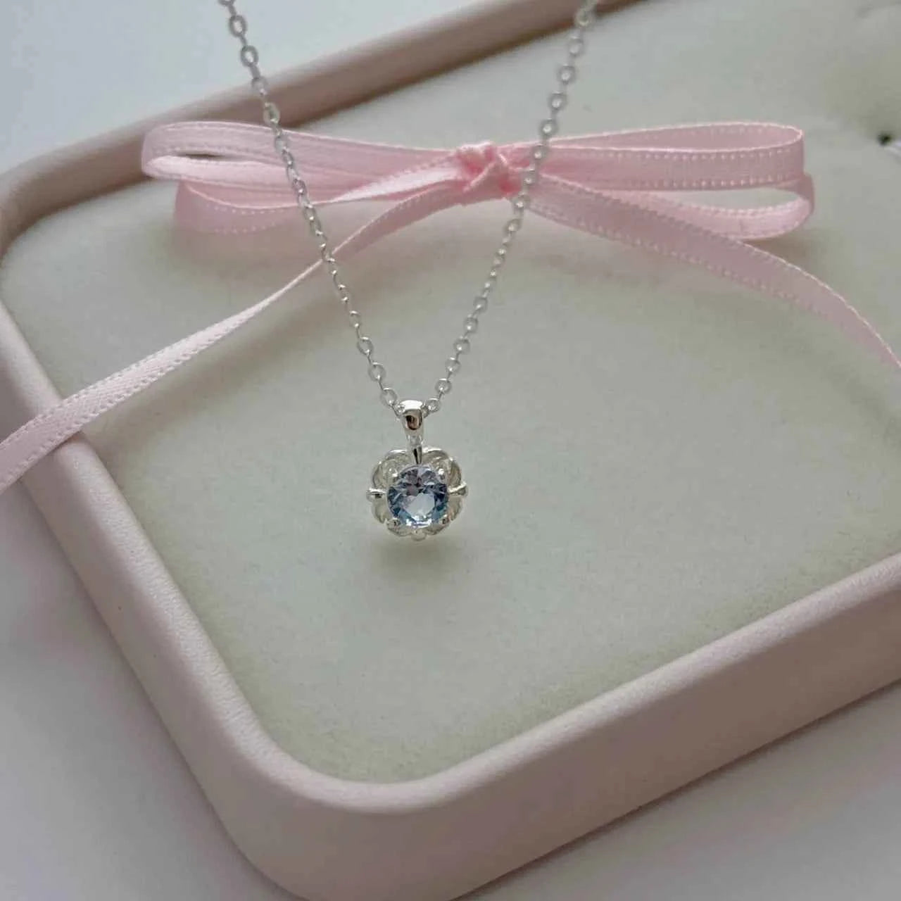 "Blue Tears" 925 Sterling Silver Aquamarine Necklace (Copy)