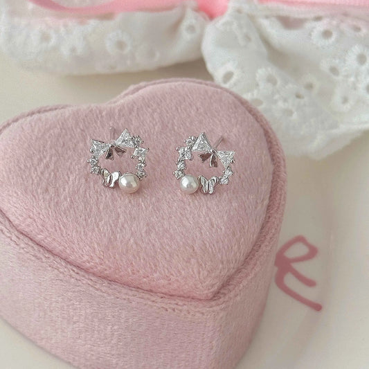 "Butterfly Dream" 925 Sterling Silver Butterfly Garland Freshwater Pearl Stud Earrings - Elegant and Unique (Copy)