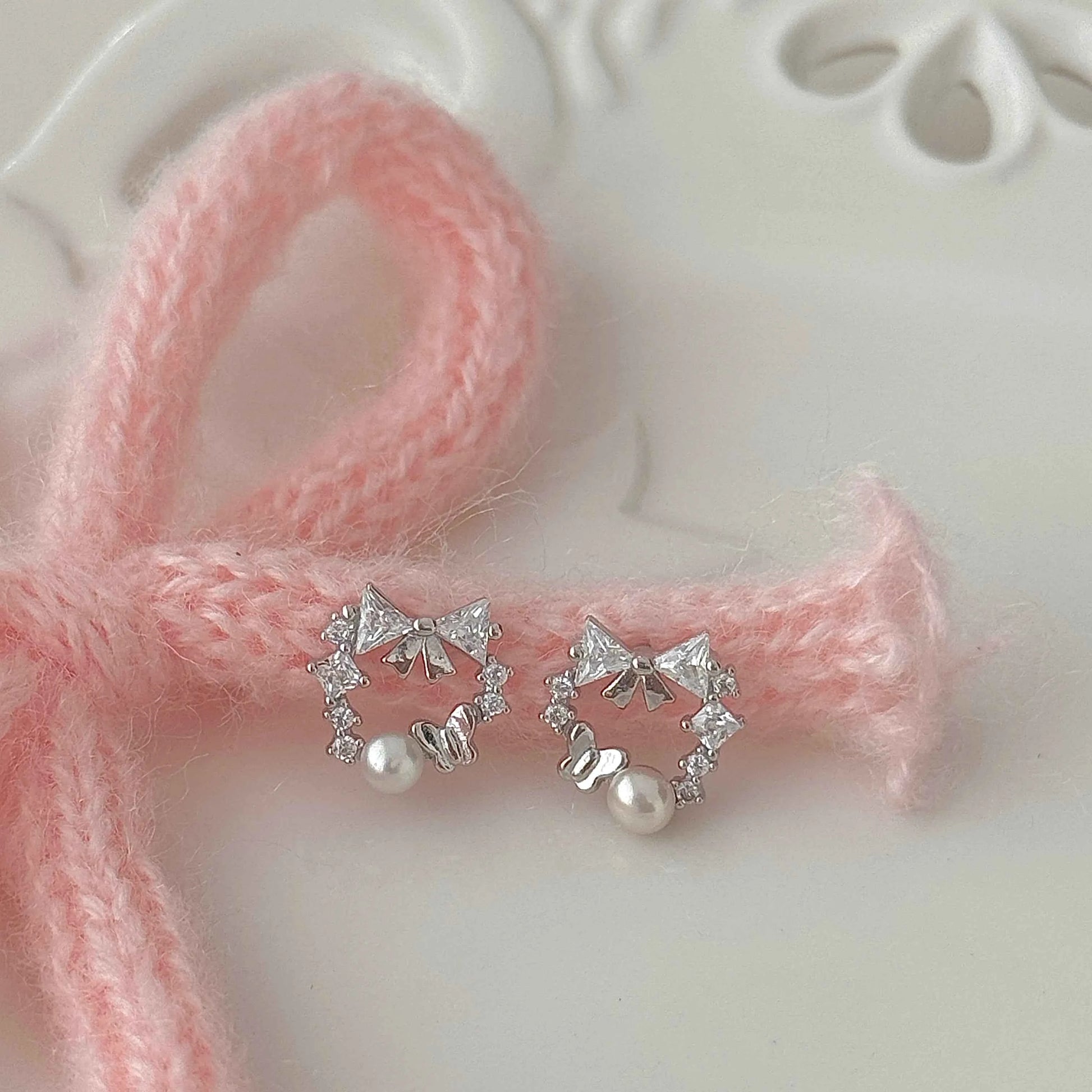 "Butterfly Dream" 925 Sterling Silver Butterfly Garland Freshwater Pearl Stud Earrings - Elegant and Unique (Copy)
