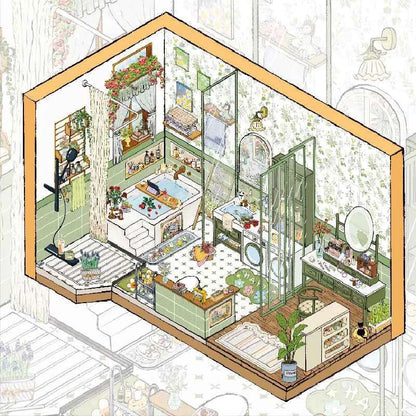 European-Style House – 3D Miniature Scene Stickers – 2 Theme Sets: Bedroom | Bathroom