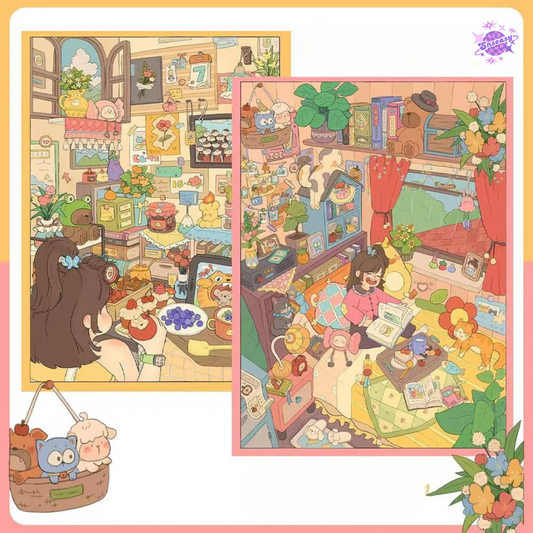 Cozy Home Life – 3D Miniature Sticker Scenes - 2 Theme Sets: Holiday Evening | Rainy Day Rest