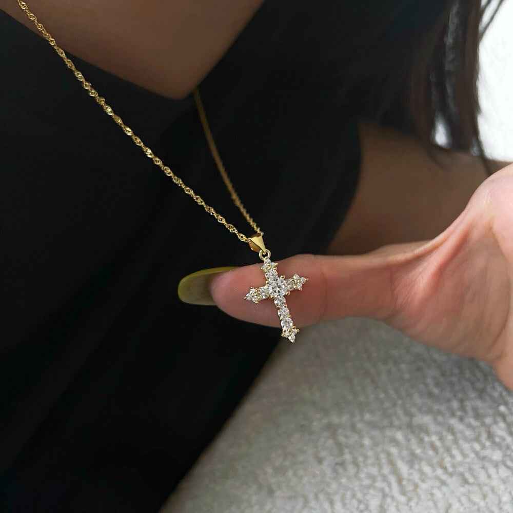 "Crystal Cross" 925 Sterling Silver Necklace with 8A Zircon – Ultra-Sparkle & Timeless (Copy)
