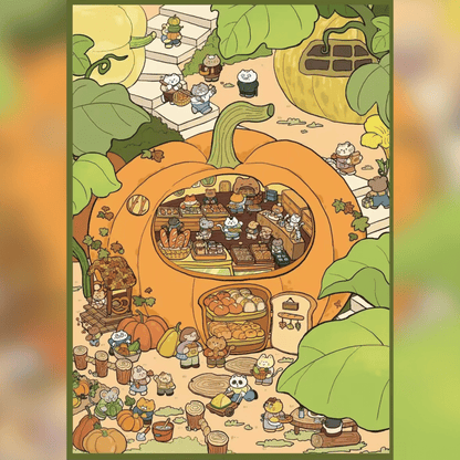 Cute Animal Workshop – Plus Size 3D Miniature Scene Stickers – 2 Theme Sets: Pumpkin Bakery | Undersea Nail Salon
