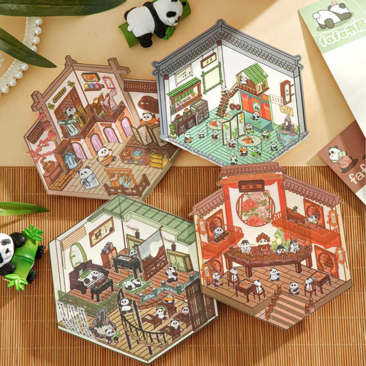 Cute Animal Party Stickers Scene – 12 Fun-Filled Themes: Bunny Flower Coffee | Puppy Supermarket | Penguin Christmas Cabin | Puppy Firework Night Market | Panda Bookstore | Panda Restaurant | Panda Theater | Panda Dress Shop | Bear Bakery | Capybara Office | Bear Ship Party | Capybara Home
