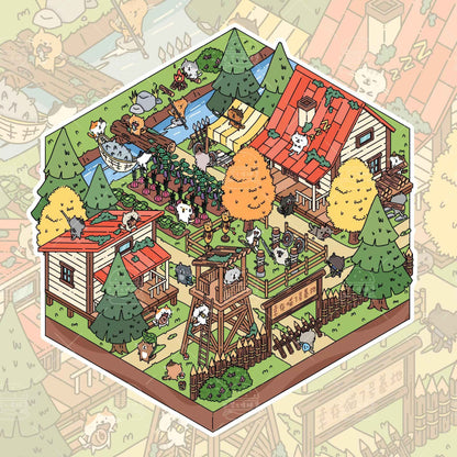 Cat Town Series – 3D DIY Sticker Scenes – 8 Theme Sets: Farm | Beachside | Western Town | Breakfast Street | Forest Refuge | Snowy Shelter | Deep Sea Hideaway | Desert Haven