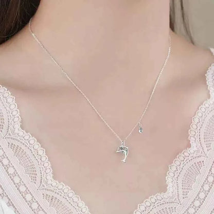 "Dolphin Promise" 925 Sterling Silver Dolphin & Zircon Necklace – Oceanic Elegance (Copy)