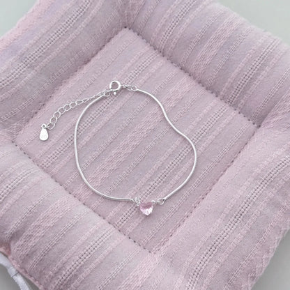 "Dopamine Color-Zircon" 925 Sterling Silver Snake-Chain Bracelet – Vivid, Sweet & Stackable