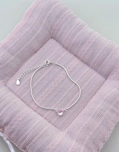 "Dopamine Color-Zircon" 925 Sterling Silver Snake-Chain Bracelet – Vivid, Sweet & Stackable