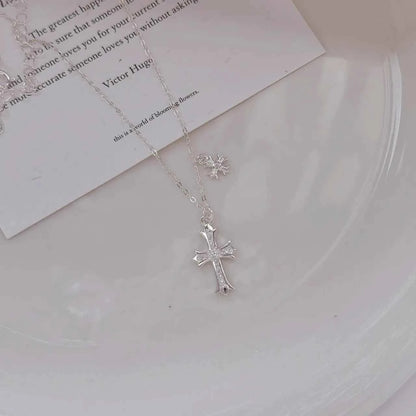 "Double Cross" 999 Pure Silver Necklace – Sweet-Cool Statement (Copy)