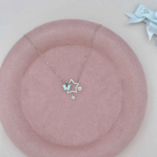 "Dreamy Constellation" 925 Sterling Silver Star & Moon Necklace – Celestial Elegance for Daily Wear (Copy)