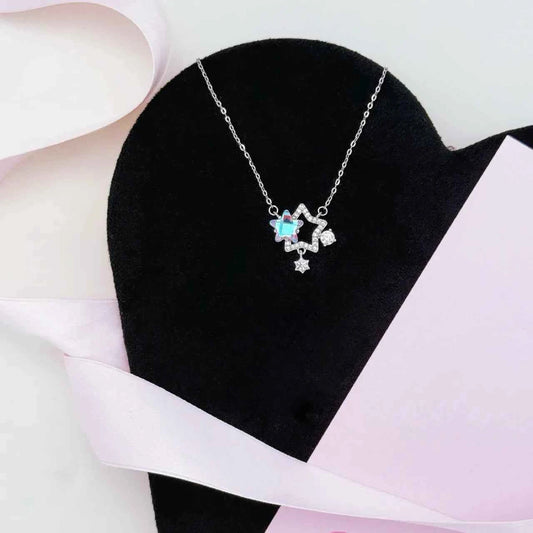 "Dreamy Constellation" 925 Sterling Silver Star & Moon Necklace – Celestial Elegance for Daily Wear (Copy)