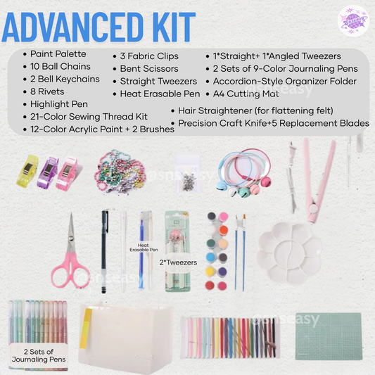 Felt Craft Tools Kit – Beginner / Pro / Advanced Levels – All-in-One DIY Supply Organizer for Handmade Felt Projects