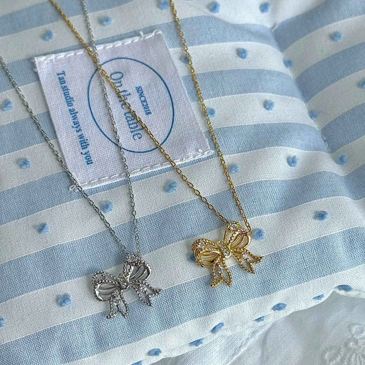 "First Heartbeat" 925 Sterling Silver Bow Necklace – Petite Sparkle, Big Romance (Copy)