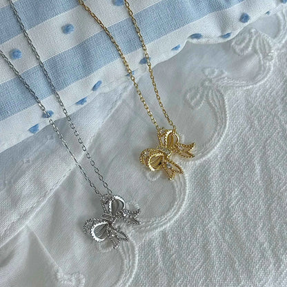 "First Heartbeat" 925 Sterling Silver Bow Necklace – Petite Sparkle, Big Romance (Copy)