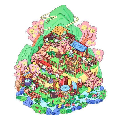 Game Start – 3D Miniature Scene Stickers – 4 Theme Sets: Cake Party | Adventurer’s Town | Mountain Wonderland | Haunted House