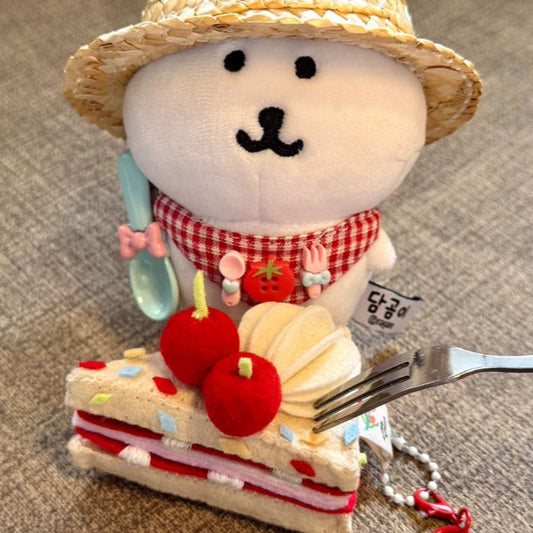 Handmade Felt Cherry Cake Slice Charm | Cute Dessert-Inspired Bag Accessory