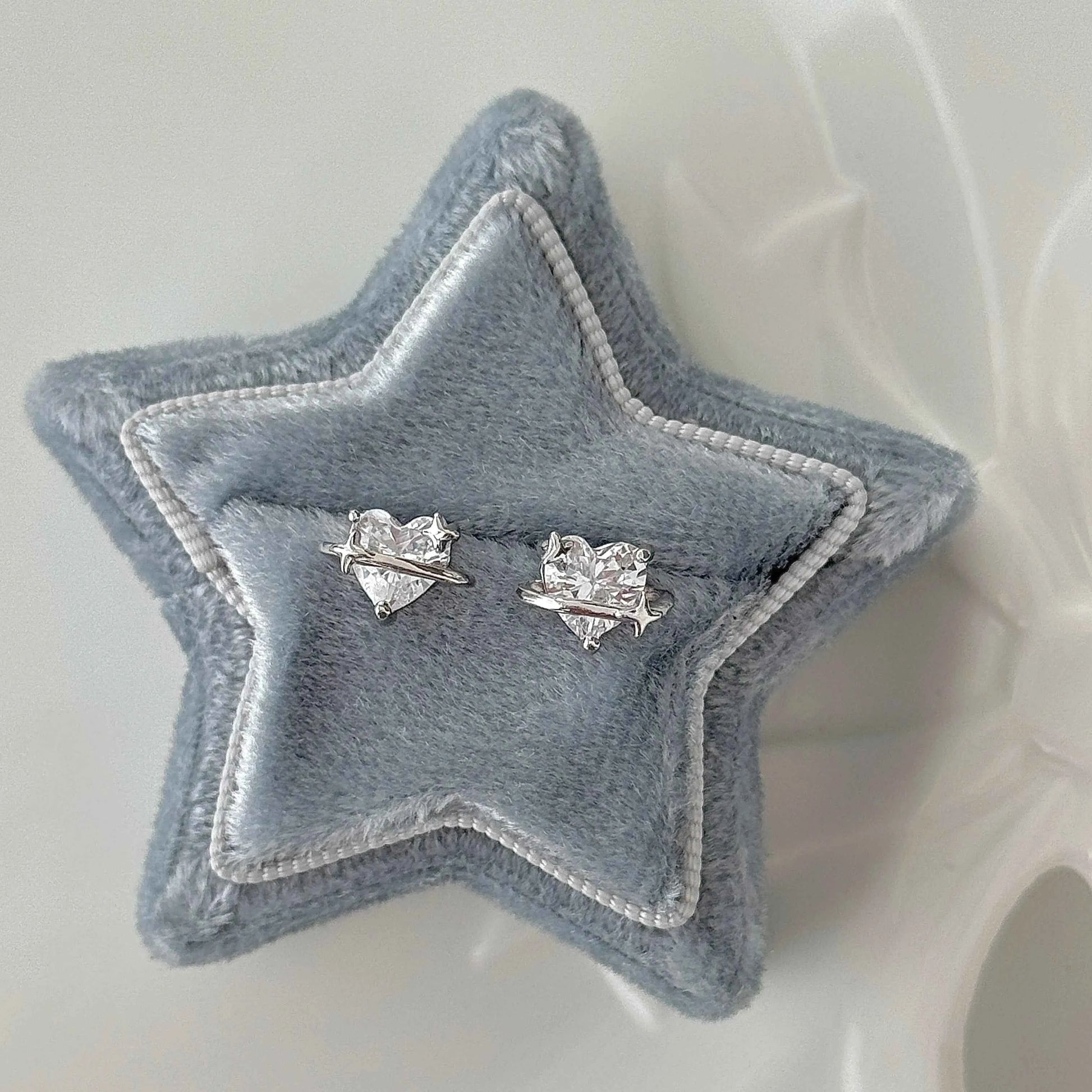 "Heart Orbit" 999 Pure Silver Heart Zircon Orbit Stud Earrings - Sweet and Unique (Copy)