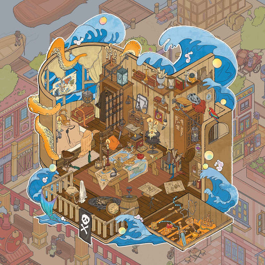 Island Adventure – 3D Miniature Scene Stickers (Plus Size) – 4 Theme: Pirate Treasure Hunt | Paradise Island | Dockside Market | Castaway Island (Copy)