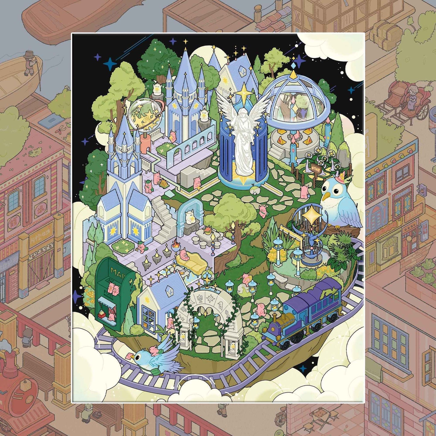 Island Adventure – 3D Miniature Scene Stickers (Plus Size) – 4 Theme: Pirate Treasure Hunt | Paradise Island | Dockside Market | Castaway Island (Copy)