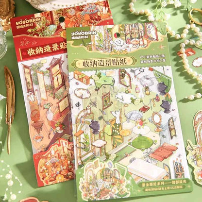 Jewelry Showcase Series – 3D Miniature Scene Stickers – 2 Theme Sets: Gemstone Jewelry | Traditional Chinese Accessories