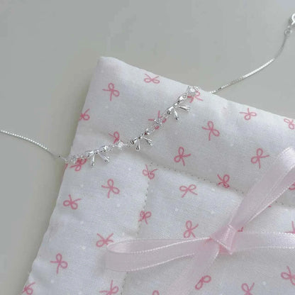 "Korean Bow" 925 Sterling Silver Bow Bracelet with Zircon – Sweet & Shimmering (Copy)