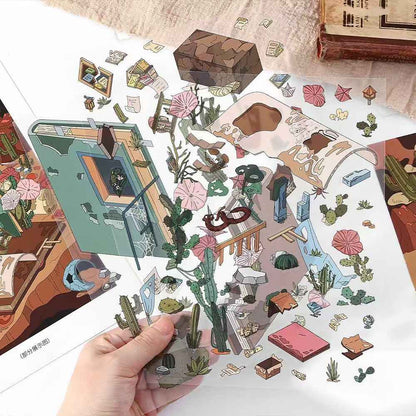 Lost World – 3D Miniature Scene Stickers – 2 Theme Sets: Forest | Sandbar