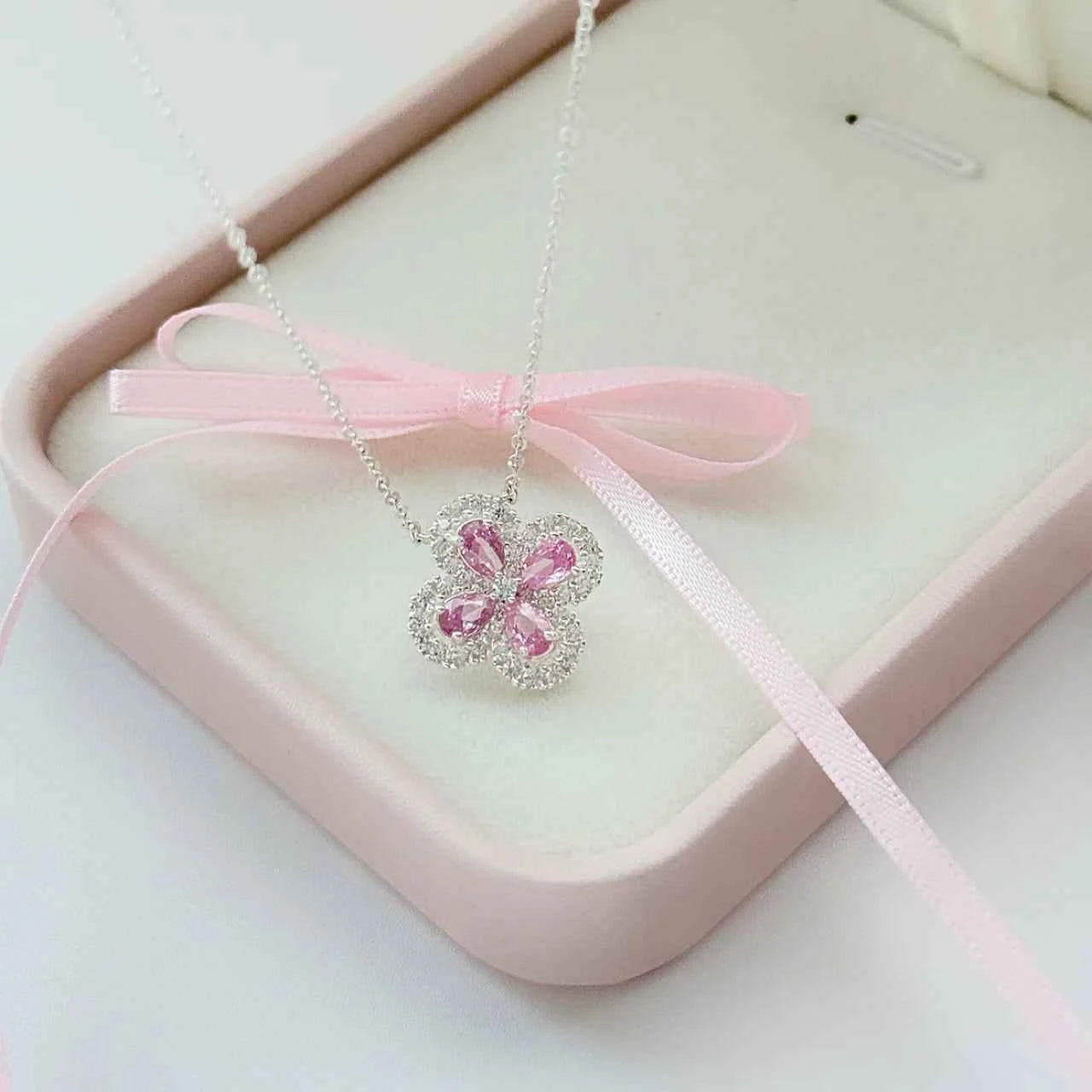 "Lucky Clover Tale" 925 Sterling Silver Necklace with 5A Zircon – Sweet, Sparkling & Fortunate (Copy)