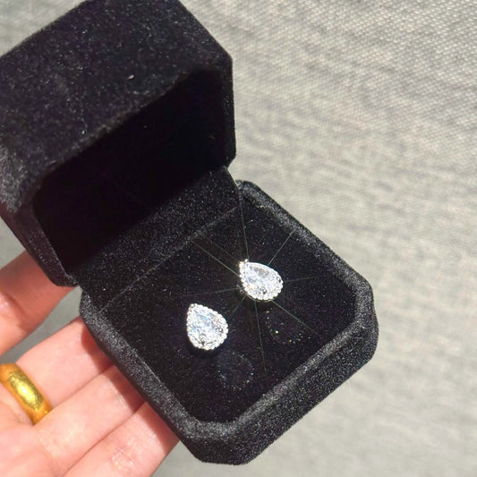"Mermaid’s Tear" White Diamond Stud Earrings – S925 Sterling Silver Posts with 5A Cubic Zirconia (Copy)