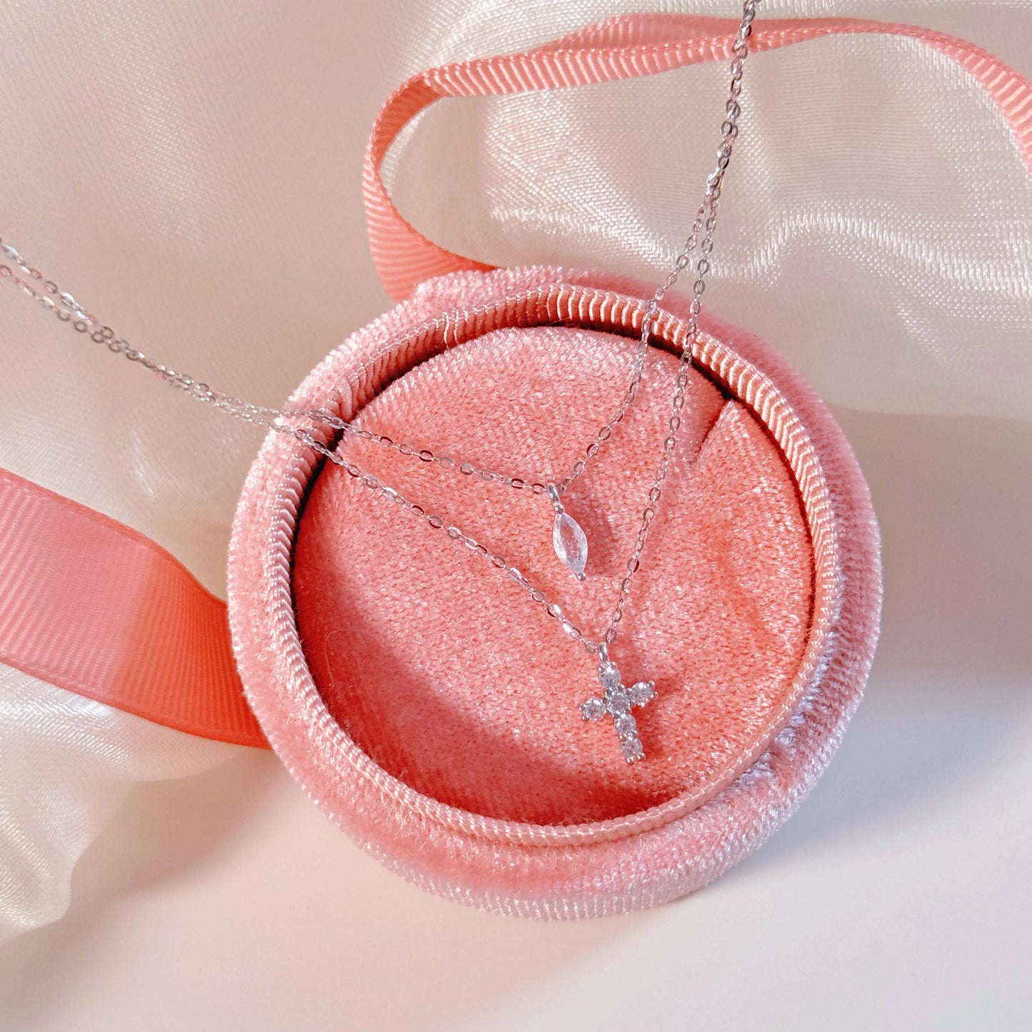 "Mini Double-Chain Cross" 925 Sterling Silver Necklace with 5A Zircon – Petite, Elegant, Faithful