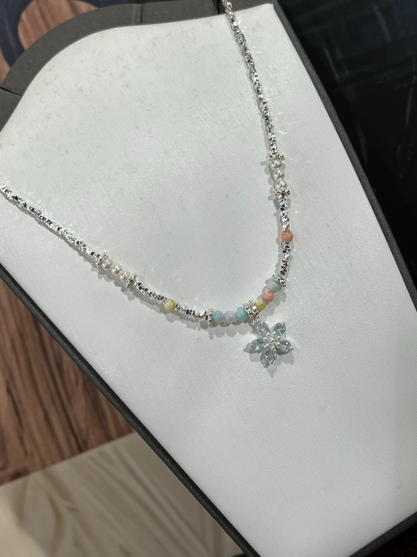"Blue Blossom Beads" 925 Sterling Silver Necklace