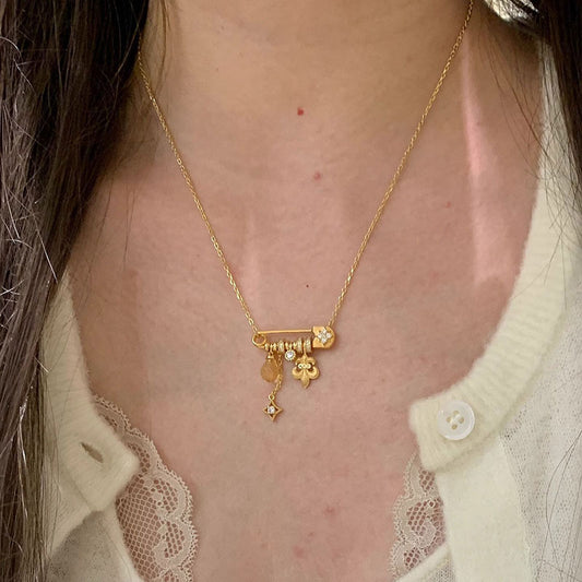 Vintage Charm Pin Pendant Necklace