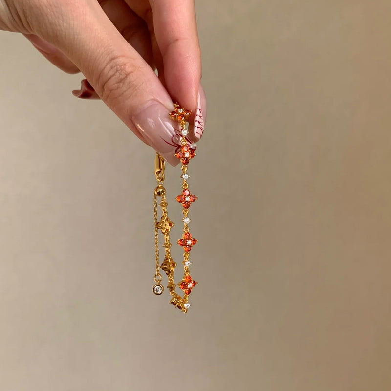 Red Clover Crystal Bracelet
