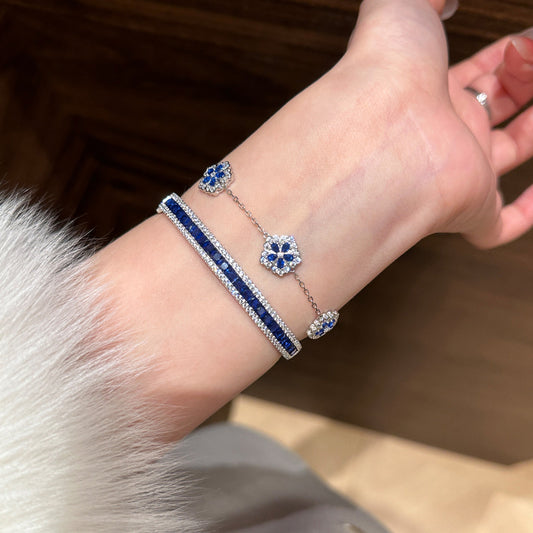 Blue Floral Crystal Bracelet