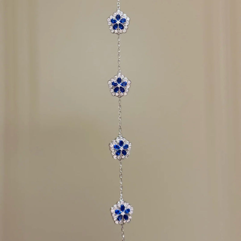 Blue Floral Crystal Bracelet