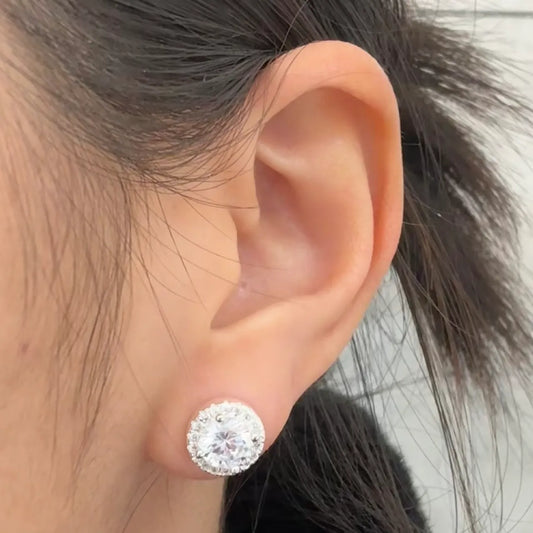 "One-Carat Sparkle" Stud Earrings – 5A Cubic Zirconia with 999 Silver Posts