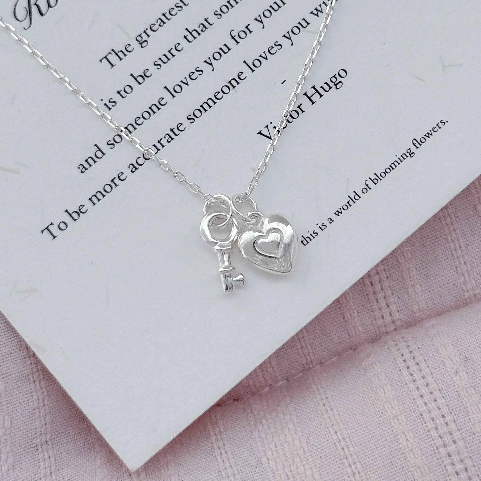 "Only Key" 925 Sterling Silver Heart-Key & Lock Necklace – Romantic & Minimalist (Copy)
