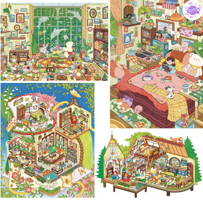 Original Nature House 2.0 – 3D Miniature Sticker Scenes - 4 Theme Sets